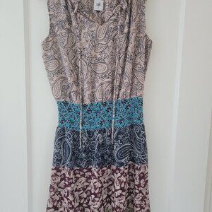 CAbi 5371 Dani Paisley Patchwork Shirred Dress Small